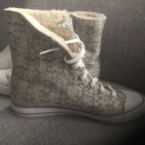 Coach hightop sneaker sz 9 silver /grey